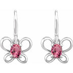 14K White Gold Oval October Youth Butterfly Birthstone Earrings