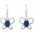 14K White Gold Oval September Youth Butterfly Birthstone Earrings