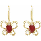 14K Yellow Gold Oval June Youth Butterfly Birthstone Earrings