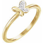 14K Yellow Gold .02 CTW Natural Diamond Butterfly Youth Ring