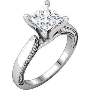 14K White Gold Sculptural-Inspired Shank for Peg Setting