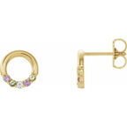 14K Yellow Gold 5-Stone Family Circle Earring Mounting