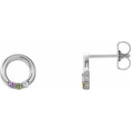14K White Gold 3-Stone Family Circle Earring Mounting