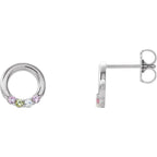 14K White Gold 4-Stone Family Circle Earring Mounting