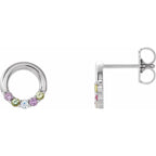 14K White Gold 5-Stone Family Circle Earring Mounting