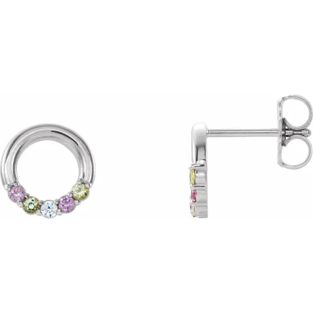 14K White Gold 5-Stone Family Circle Earring Mounting