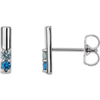 Sterling Silver 2-Stone Family Bar Earring Mounting
