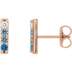14K Rose Gold 4-Stone Family Bar Earring Mounting