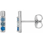 14K White Gold 3-Stone Family Bar Earring Mounting