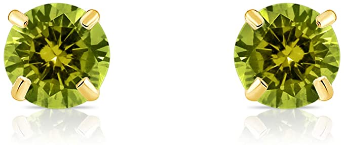 14k Yellow Gold Simulated Birthstone Stud Earring with Pushback (4mm)