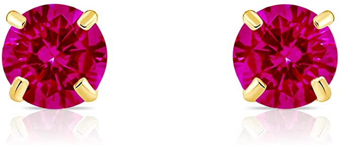 14k Yellow Gold Simulated Birthstone Stud Earring with Pushback (3mm)