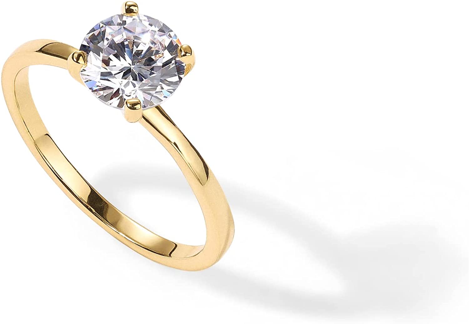 18K Yellow Gold Created White Sapphire Round 4ct Engagement Wedding Ring Plated Silver