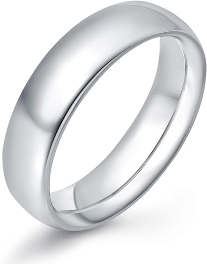 DiamondX 24K White Gold High Polish Classic Wedding Ring 6mm Women And Men Plated