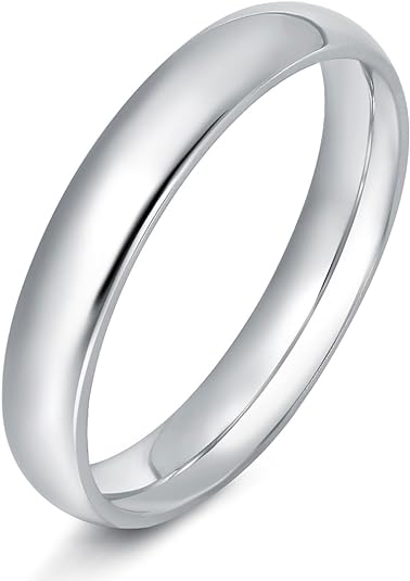 DiamondX 24K White Gold High Polish Classic Wedding Ring 4mm Women And Men Plated