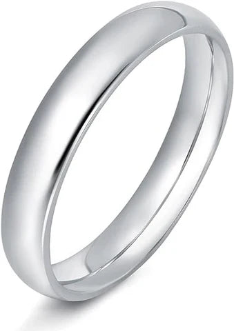 DiamondX 24K White Gold High Polish Classic Wedding Ring 4mm Women And Men Plated Size - 6
