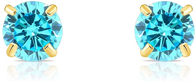 14k Yellow Gold Simulated Birthstone Stud Earring with Pushback (3mm)