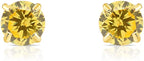 14k Yellow Gold Simulated Birthstone Stud Earring with Pushback (4mm)