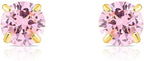 14k Yellow Gold Simulated Birthstone Stud Earring with Pushback (4mm)