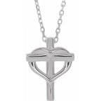 Sterling Silver Youth Cross with Heart 15" Necklace