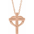 14K Rose Gold Youth Cross with Heart 15" Necklace