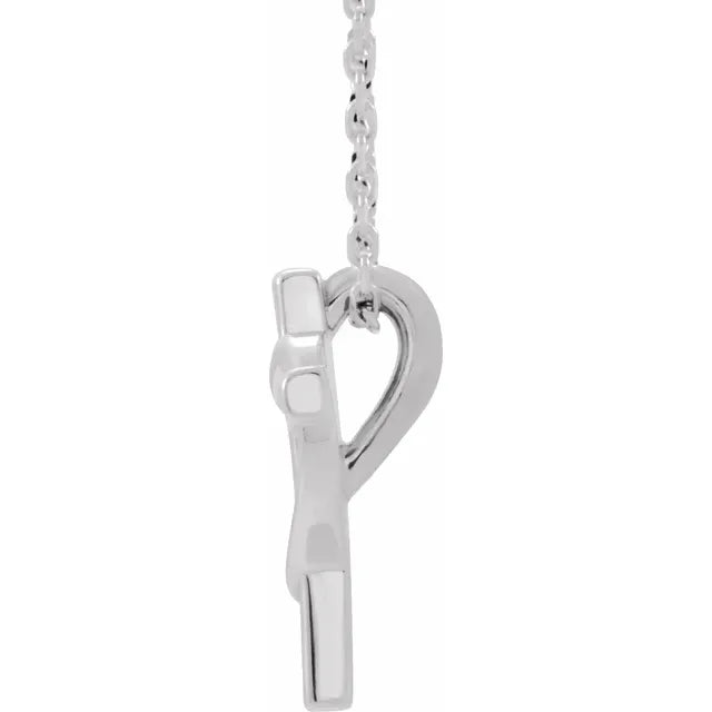 Sterling Silver Youth Cross with Heart 15" Necklace