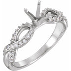 14K White Gold Round 1/5 CTW Diamond Semi-Set Engagement Ring