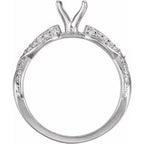 14K White Gold Round 1/5 CTW Diamond Semi-Set Engagement Ring