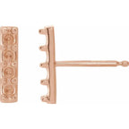 14K Rose Gold 4-Stone Family Bar Earring Mounting