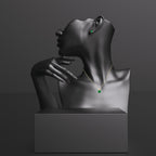 18K Yellow Gold 1/2ct Created Emerald CZ Square 18 Inch Necklace and Earrings Set Plated