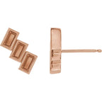 14K Rose Gold 3-Stone Family Stud Right Earring Mounting
