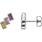 14K White Gold 3-Stone Family Stud Left Earring Mounting