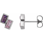 14K White Gold 2-Stone Family Stud Right Earring Mounting