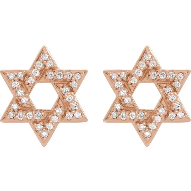 14K Rose Gold 1/8 CTW Natural Diamond Star of David Earrings
