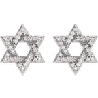 14K White Gold 1/8 CTW Natural Diamond Star of David Earrings