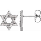 14K White Gold 1/8 CTW Natural Diamond Star of David Earrings