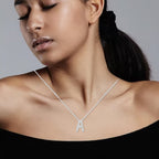 DiamondX 18K White Gold A-Z Alphabet Created White Sapphire Necklace Initial Plated