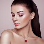 18K White Gold 1 Carat Created Ruby Princess Stud Necklace Plated 18 inch