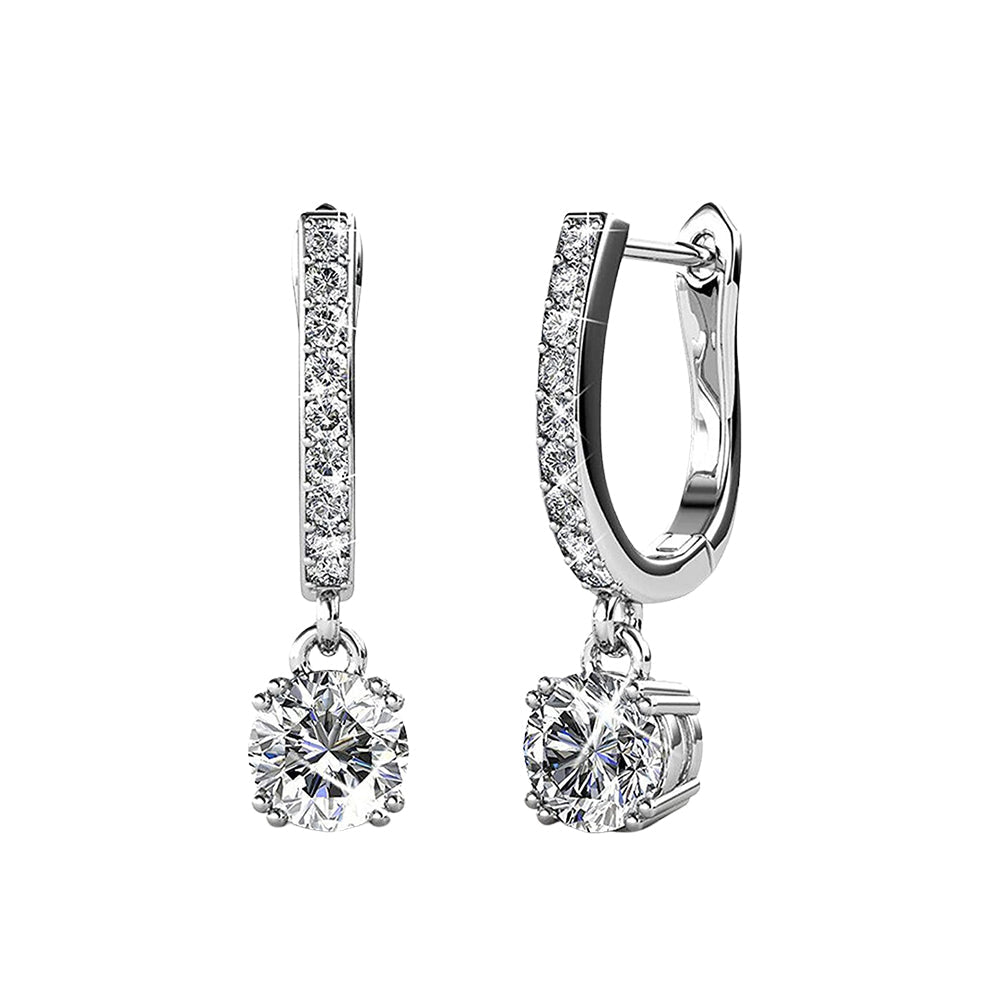DiamondX 18K White Gold Dangling Earrings with DiamondX Crystals Plated