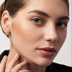 DiamondX 18K Yellow Gold Created Champagne 3Ct Emerald Cut Huggie Hoop Earrings Plated