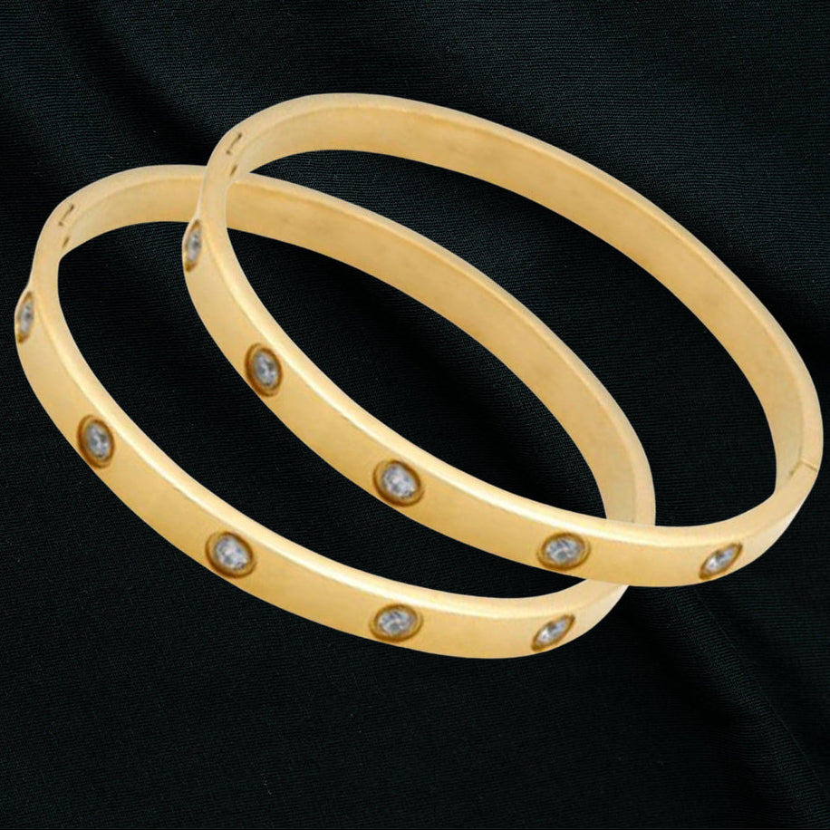 18K Yellow Gold 3 Carat Created White Sapphire CZ Bangle Cuff Bracelet Plated