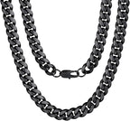 DiamondX 24K Black Gold Chain Men Chunky Miami Cuban Chain Necklace, Available in 6/10/mm Width, 18/20/22/24/26/28/30 inch Length, Plated