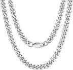 DiamondX 24K White Gold Chain Men Chunky Miami Cuban Chain Necklace, Available in 6/10/mm Width, 18/20/22/24/26/28/30 inch Length, Plated