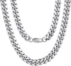DiamondX 24K White Gold Chain Men Chunky Miami Cuban Chain Necklace, Available in 6/10/mm Width, 18/20/22/24/26/28/30 inch Length, Plated