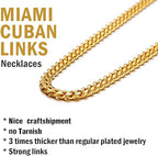 DiamondX 24K Yellow Gold Chain Men Chunky Miami Cuban Chain Necklace, Available in 6/10/mm Width, 18/20/22/24/26/28/30 inch Length, Plated