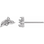 14K White Gold 2-Stone Family Left Earring Mounting