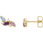 14K Yellow Gold 3-Stone Family Right Earring Mounting