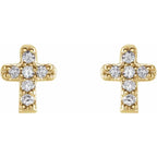 14K Yellow Gold .06 CTW Natural Diamond Youth Cross Earrings