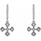 14K White Gold 1/5 CTW Natural Diamond Cross Dangle Earrings