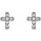 14K White Gold .06 CTW Natural Diamond Youth Cross Earrings