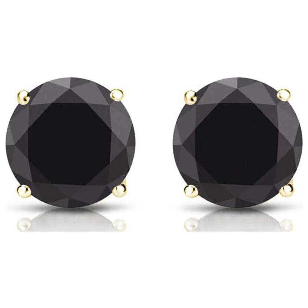 DiamondX  1 Ct Created Black Round Diamond Stud Earrings, 14K Yellow Gold Unisex plated